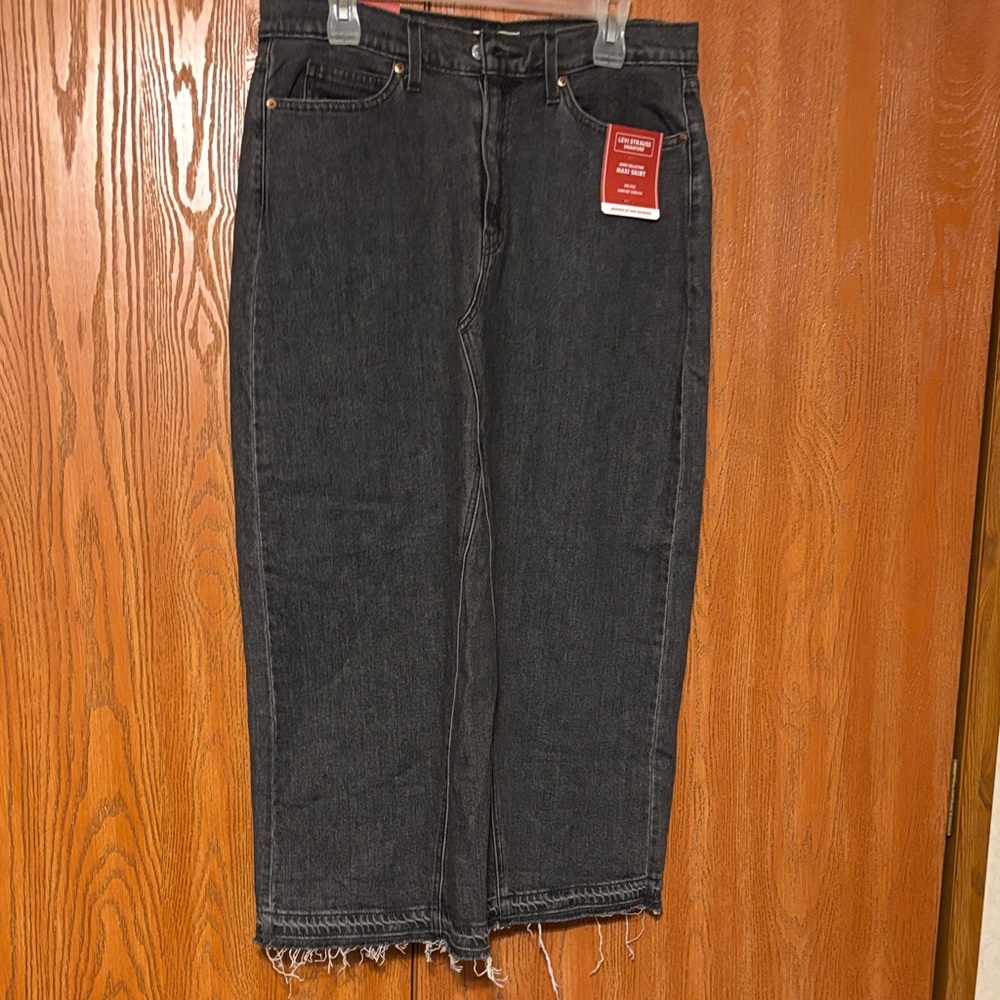 Levi's Gray/Black Denim Maxi Skirt NWT